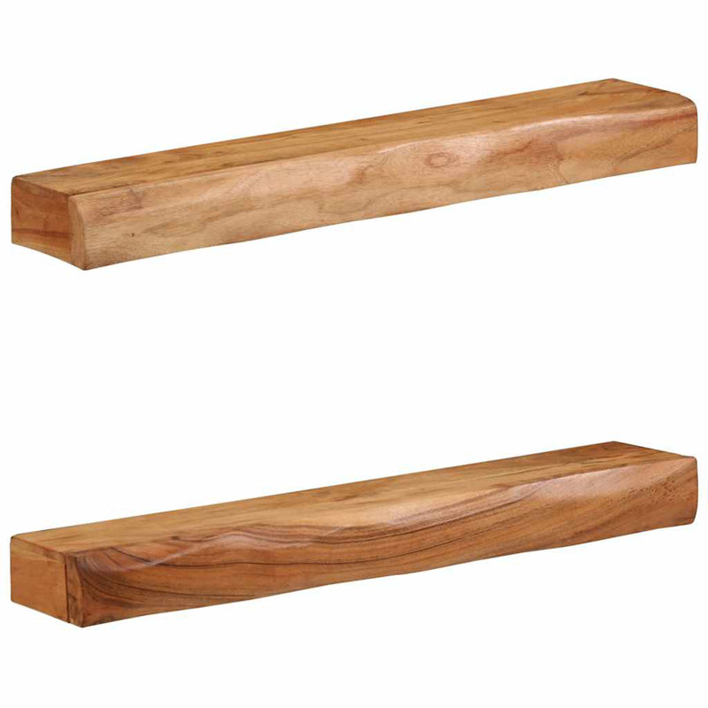 Wall Shelves 2 Pcs Solid Wood Acacia, 8cm H x 80cm W x 17cm D