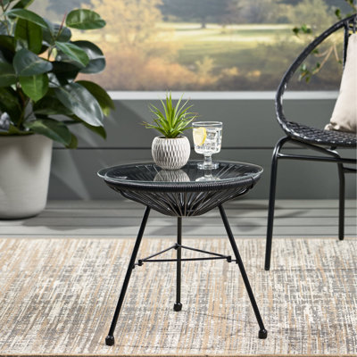 Table d'appoint fabriquée à la main avec verre brisé - Mobilier d'extérieur moderne trempé