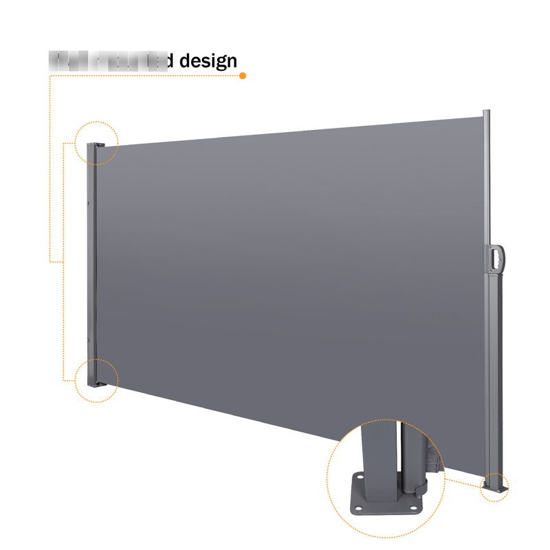 Auvent latéral rétractable 138 po x 71 po, gris, imperméable et avec écran d'intimité 138 po x 71 po, pour balcon, terrasse - gris