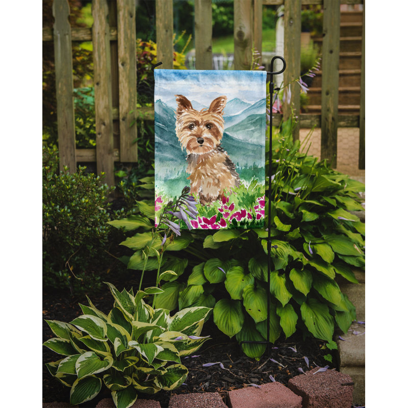 Double Sided 15'' H x 11.5'' W Polyester Animal Garden Flag, Yorkie ( White/Blue)