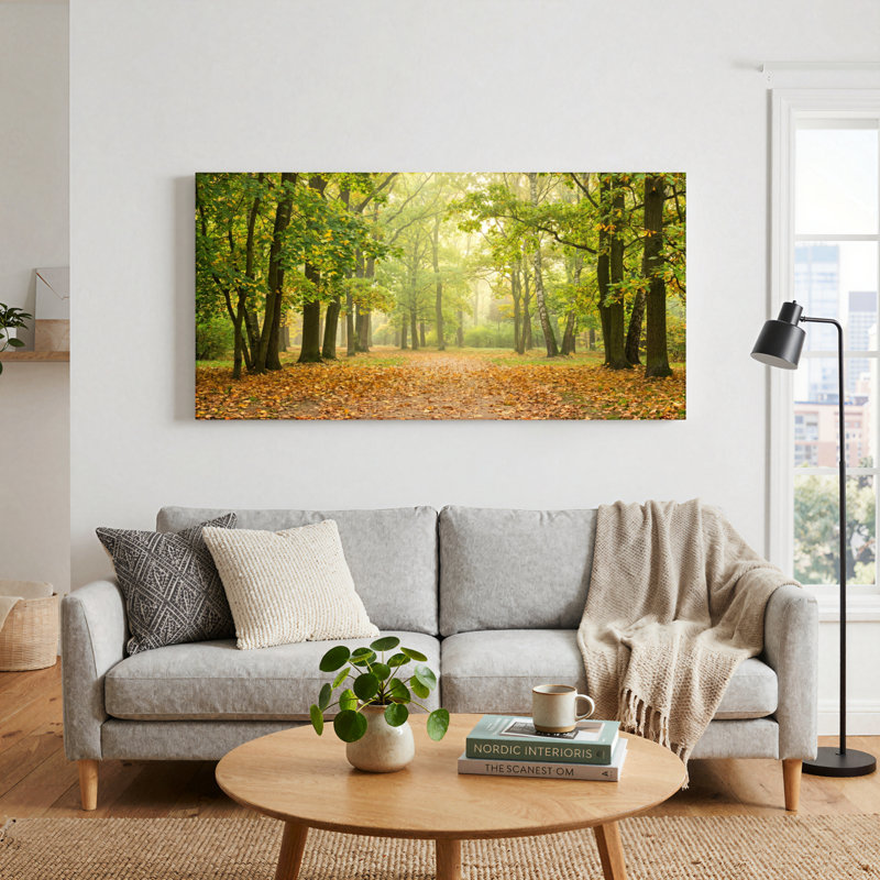 Ensemble de 1 tableau sur toile Forêt d'automne, L 58 po x H 28 po, Wrapped Canvas