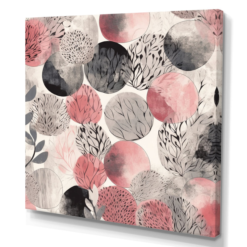 «Pink Grey Minimalims Fludity», impression sur toile encadrée, H 24 po x l 24 po x P 1 po, Toile tendue