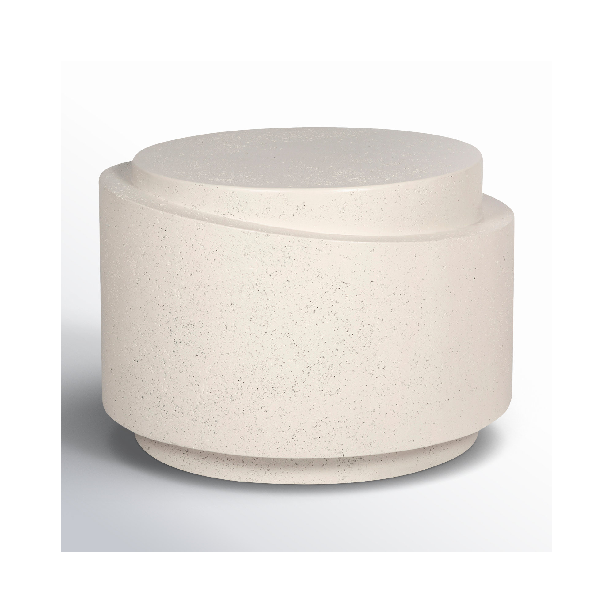 Anwil 25'' Stone Outdoor Side Table, White
