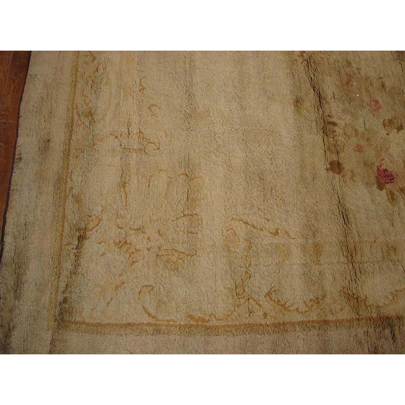 Late 19th Century Large Antique Light Cream Color Floral French Pile Savonnerie Carpet