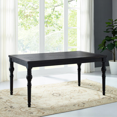 Table de salle à manger Urban, plateau de table en grain de bois riche noir qui crée un attrait, pieds tournés majestueusement remarqués, structure en bois d'hévéa massif offrant de la stabilité, l 65 po x P 38 po x H 30 po, table à assembler