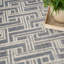 Tapis géométrique bleu / ivoire en polyester tissé à la machine Gatze-1948360239
