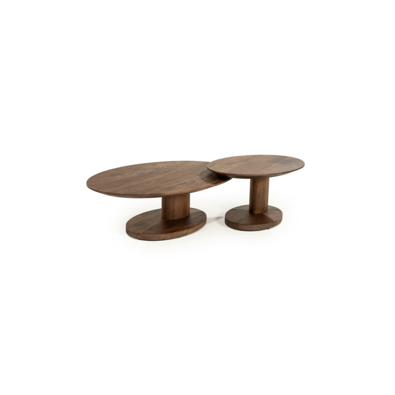 Novia Solid Wood Coffee Table, Light Brown, 14" H x 35" L x 24" W