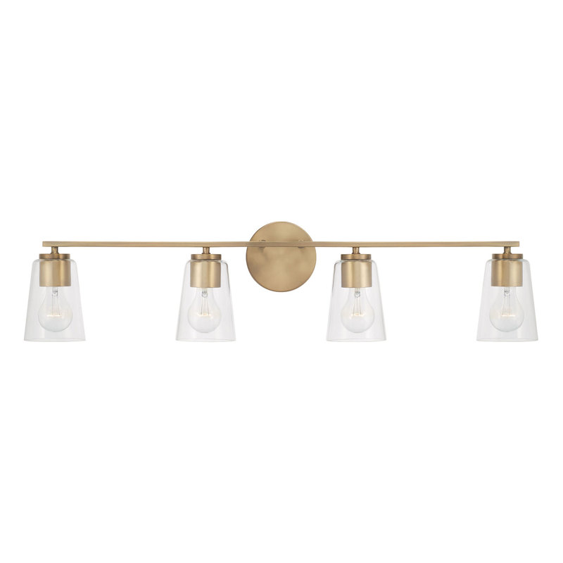 4 - Light Dimmable Vanity Light, Aged Brass