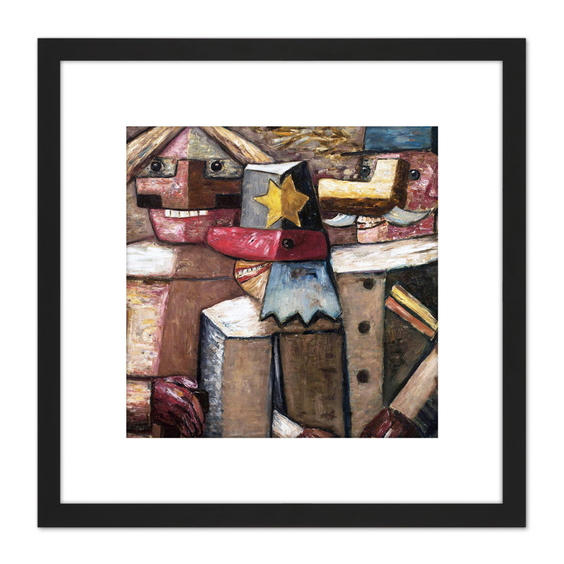 Railwaymen Naive Cubist by Makowski - Single Picture Frame Painting