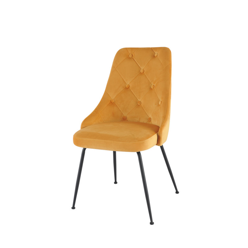 Chaise d'appoint, velours jaune avec pieds noirs, Jaune, Noir