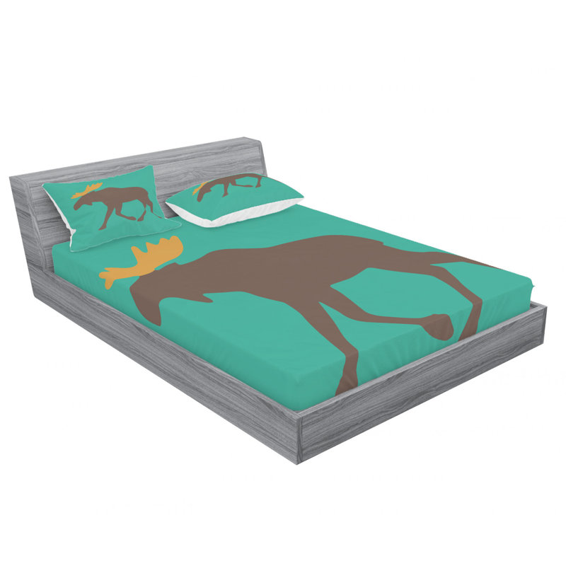 Ensemble de draps Moose Moose with Antler, Ensemble de draps pour grand lit avec 2 taies d'or