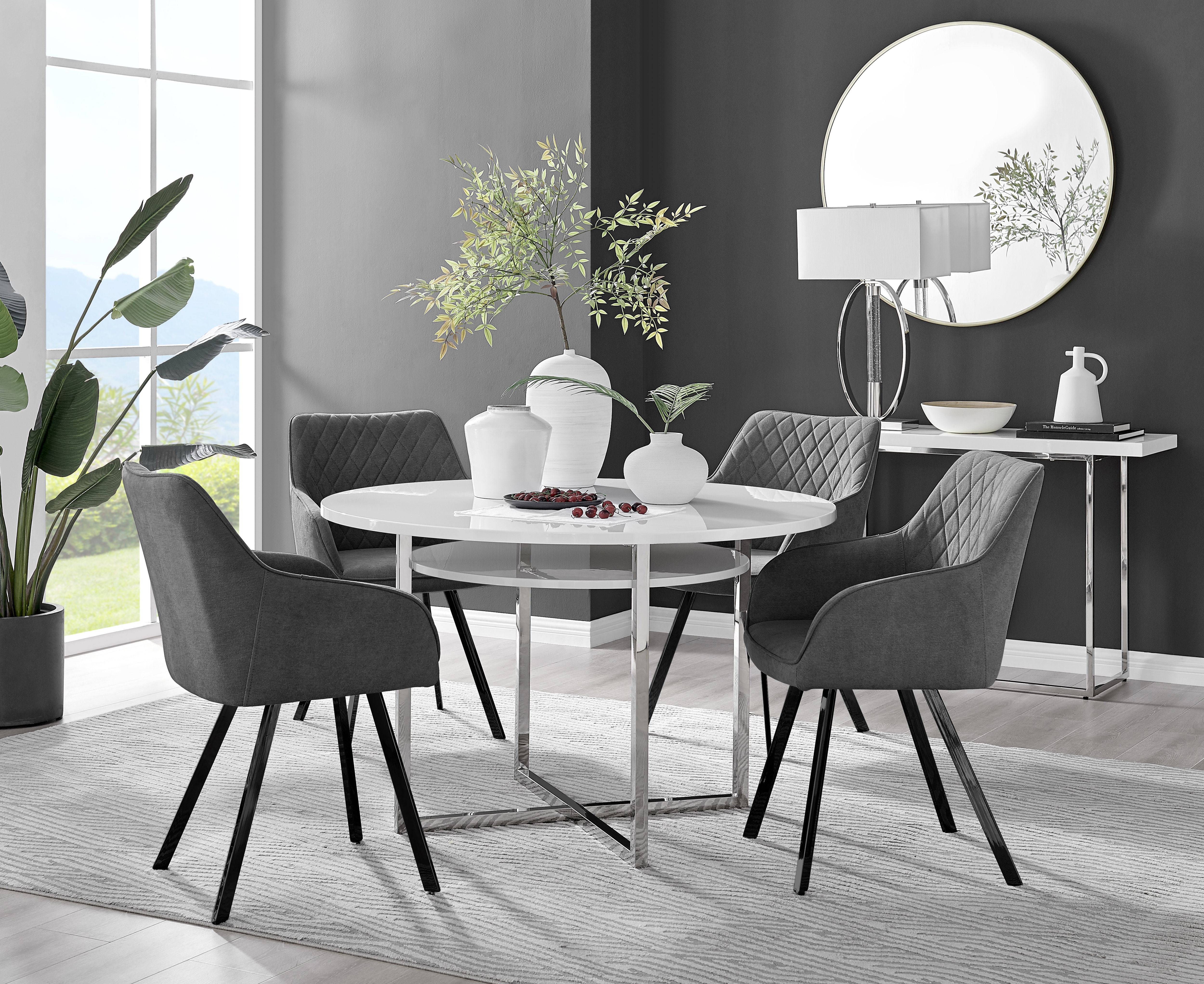 Grey gloss dining table deals and 4 chairs