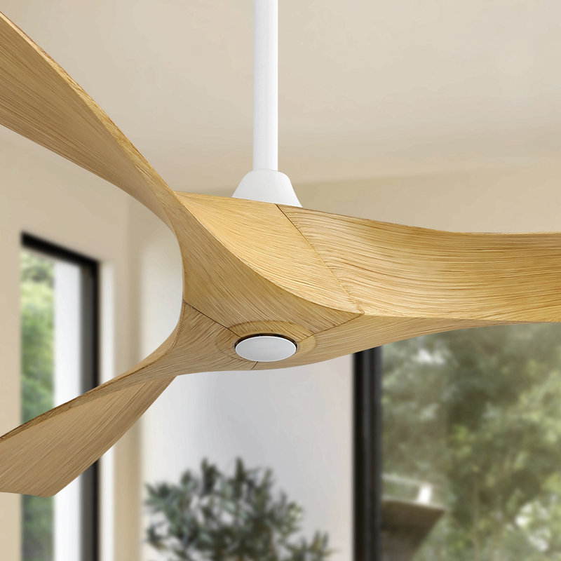 52 Inch Modern Ceiling Fan With 3 Abs Blades Remote Control Reversible Dc Motor Without Light For Living Room, White