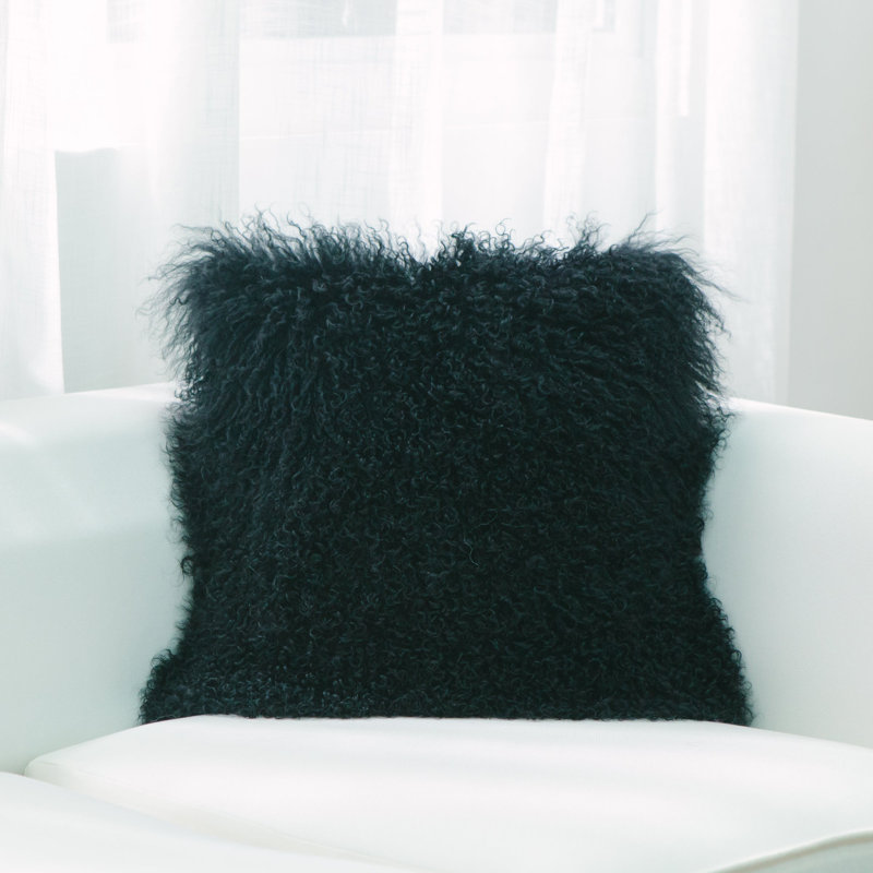 Housse et insert de coussin carré Mongolian, Noir, noir, noir, noir, Polyester/Polyfill, H 18 po x l 18 po x P 3 po
