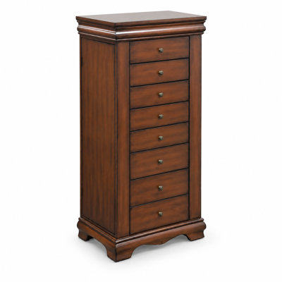 Traditional Freestanding Jewelry Armoire with Mirror and 8 Drawers