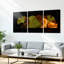 Tableau abstrait sur toile tendue, motif feuille de ginkgo, style contemporain moderne (paquet de 3)-1391597665