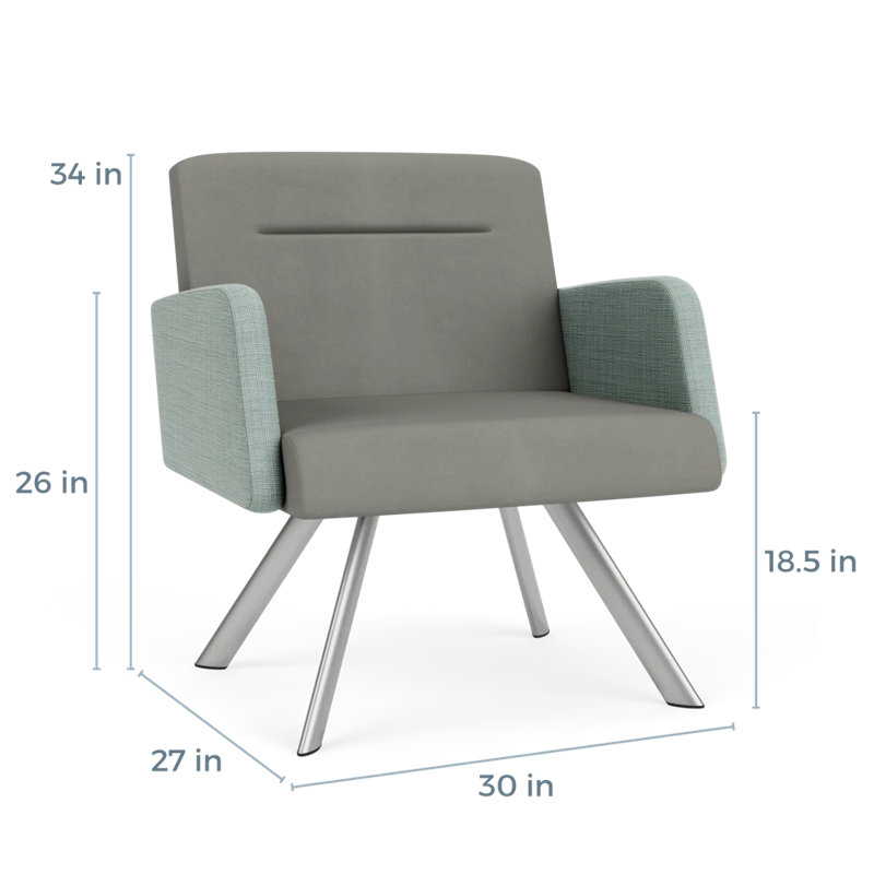 Fauteuil de réception Willy, Argent argent, Patriot Plus colombe / écume de mer chambray