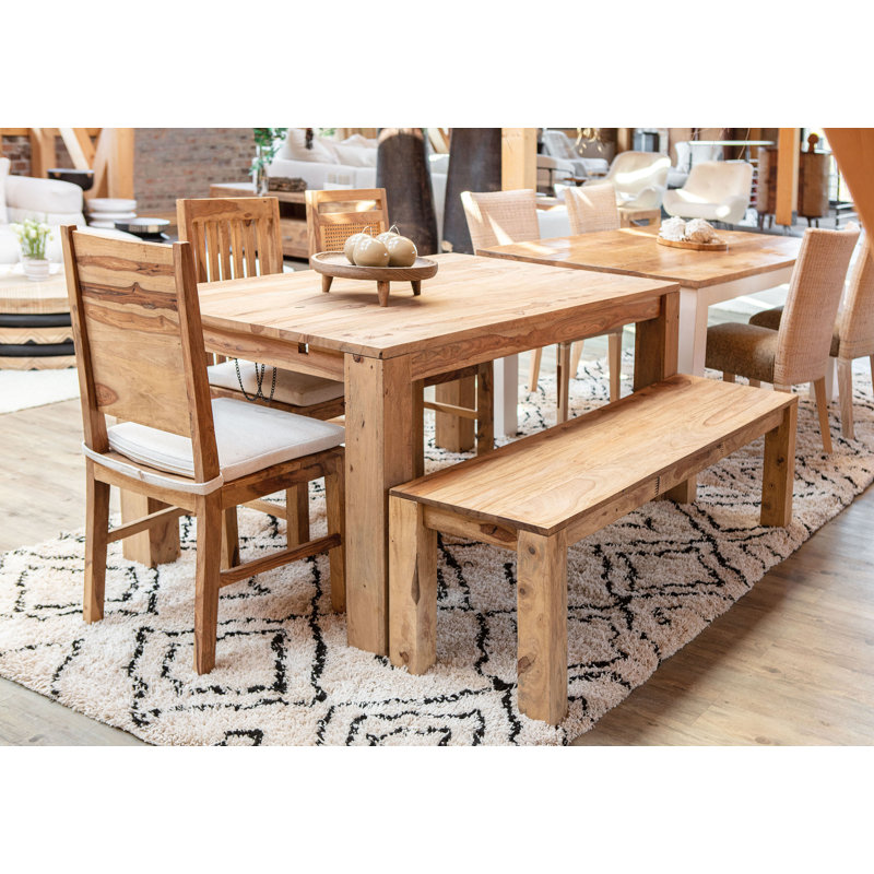 Rigid Solid Wood Bench, 45 cm H x 180 cm W x 40 cm D