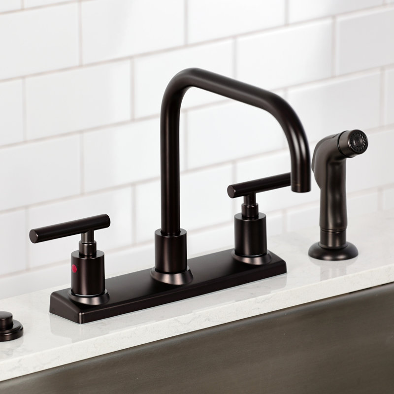 Kingston Brass Manhattan Two-Handle 2-Hole 8" Centerset Kitchen Faucet, Oil Rubbed Bronze