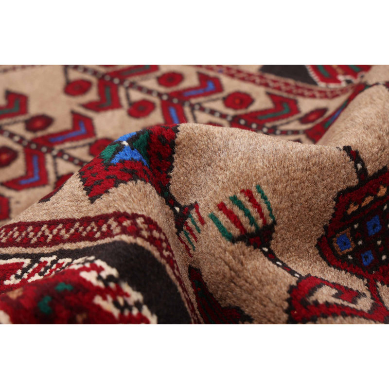 Tapis brun clair Teimani 3 pi 4 po x 5 pi 10 po