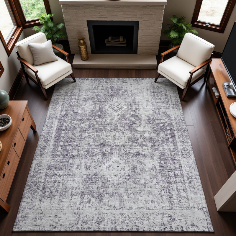 Premium Machine Washable Barry AMF1229 Global Rug, Rectangle 3' x 5'
