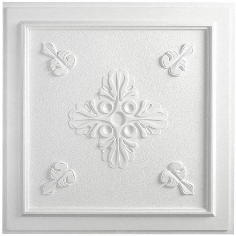 Tuile de plafond blanche en vinyle à coller ou à coller de 1,98 pi x 1,98 po Belfast