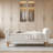 55''W Corduroy Upholstered Storage Bench for End of Bed, White Bench with Storage for Queen Bed-122268050-130668668