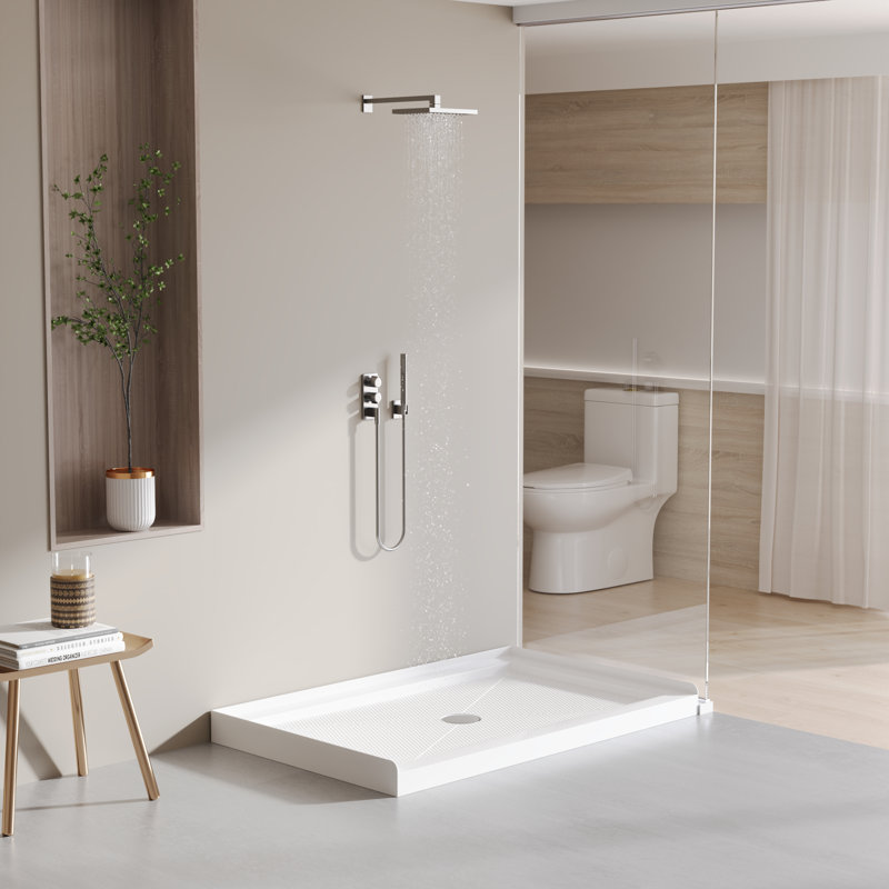 Base de douche rectangulaire 48 po x 30 po DeerValley, H 3,5 po x l 48 po x P 30 po, Blanc