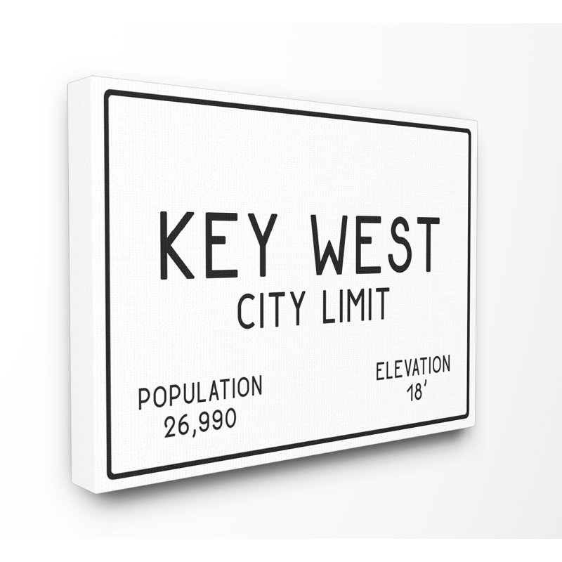 «Key West City Limit» par Daphne Polselli, reproduction d'art textuel sur toile, H 24 po x l 30 po, Toile tendue
