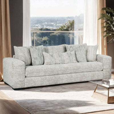 98.4" W Transitional Sofa, Gray