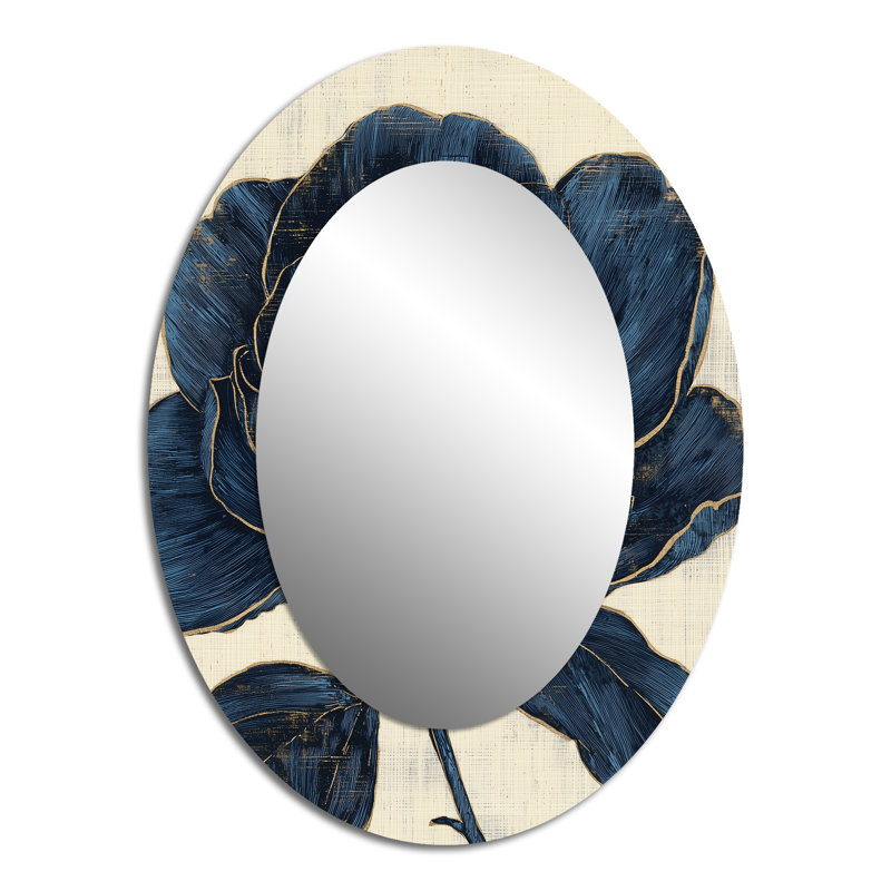 Miroir mural ovale traditionnel bleu doré rose foncé doré, 40 po x 30 po
