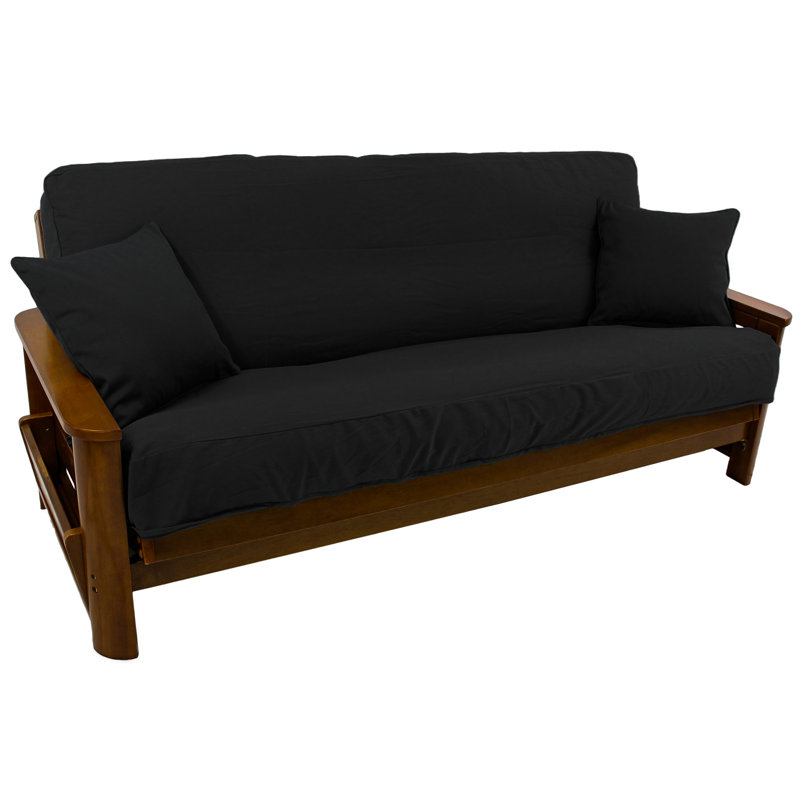 Housse pour futon à coussins carrés/rectangulaires, Noir