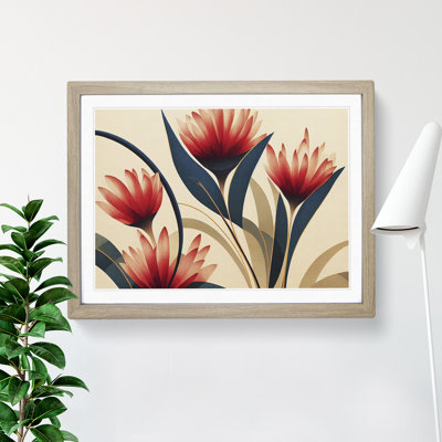 Serene Flowers Deco - Framed Print