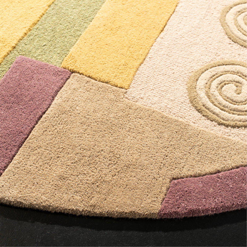 Charbonneau Drive Hand Tufted Wool Abstract Rug, Round 5'9"