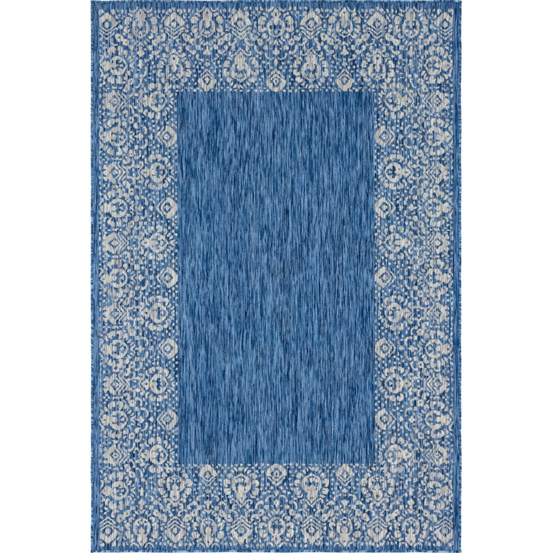 Tapis intérieur / extérieur bleu Lamere, Rectangle 6 pi 1 po x 9 pi