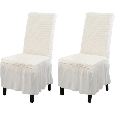 Housse de chaise de salle à manger - gris - ensemble de 2, extensible avec jupe, amovible et lavable, protecteur de chaise de cuisine