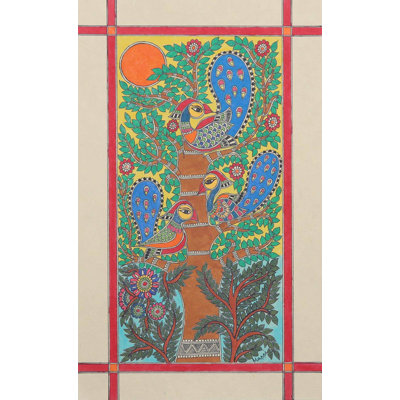Suspension murale de madhubani de gloire du matin en polyester