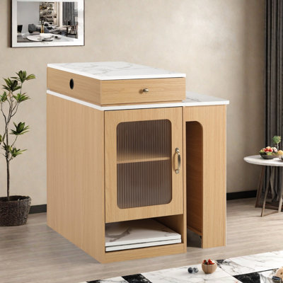 59.5" Kitchen Island with Extendable Dining Table and Double-Sided Storage