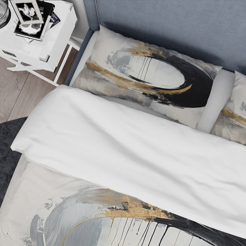 New Balance Dreams - Abstrait doré et noir I - Ensemble de housse de couette abstrait - Microfibre de polyester