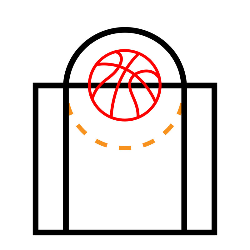 Décalcomanie murale Basketball Free Throw Line. (48 x 43), H 104 po x l 93 po