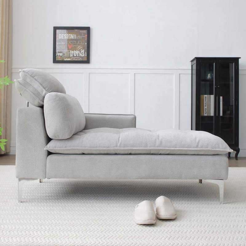 Chaise longue avec accoudoir gauche, Gris