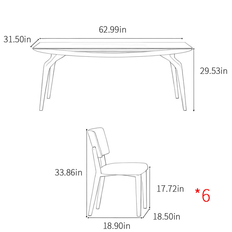 Ensembles de tables de salle à manger modernes et simples de style italien., H 29,53 po x L 62,99 po x l 31,5 po
