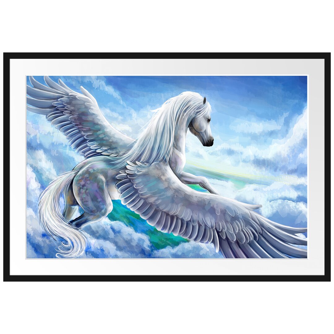 Pegasus fliegt über die Wolken" Gerahmtes fotografisches Poster