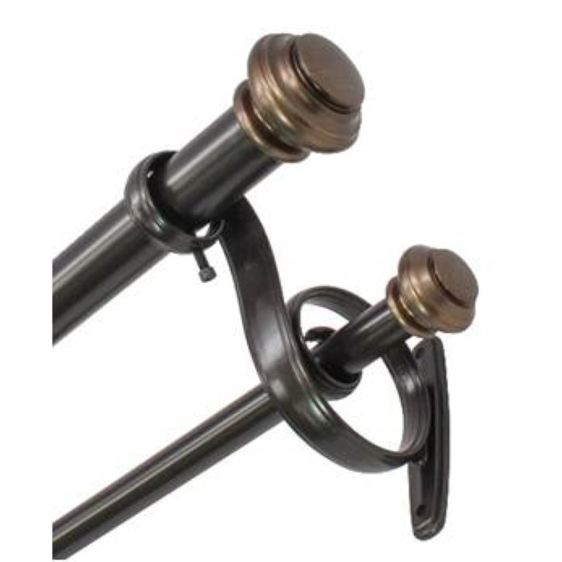Tringle à rideaux double Knob, 48 po-86 po, Marron