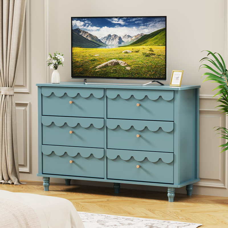 Commode lacée 6 tiroirs Dorlan, Bleu