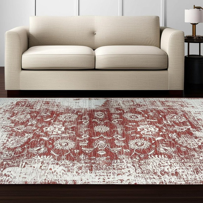 Tapis oriental vieilli 5 pi x 8 pi résistant aux taches, Rectangle 5 pi 4 po x 7 pi 7 po