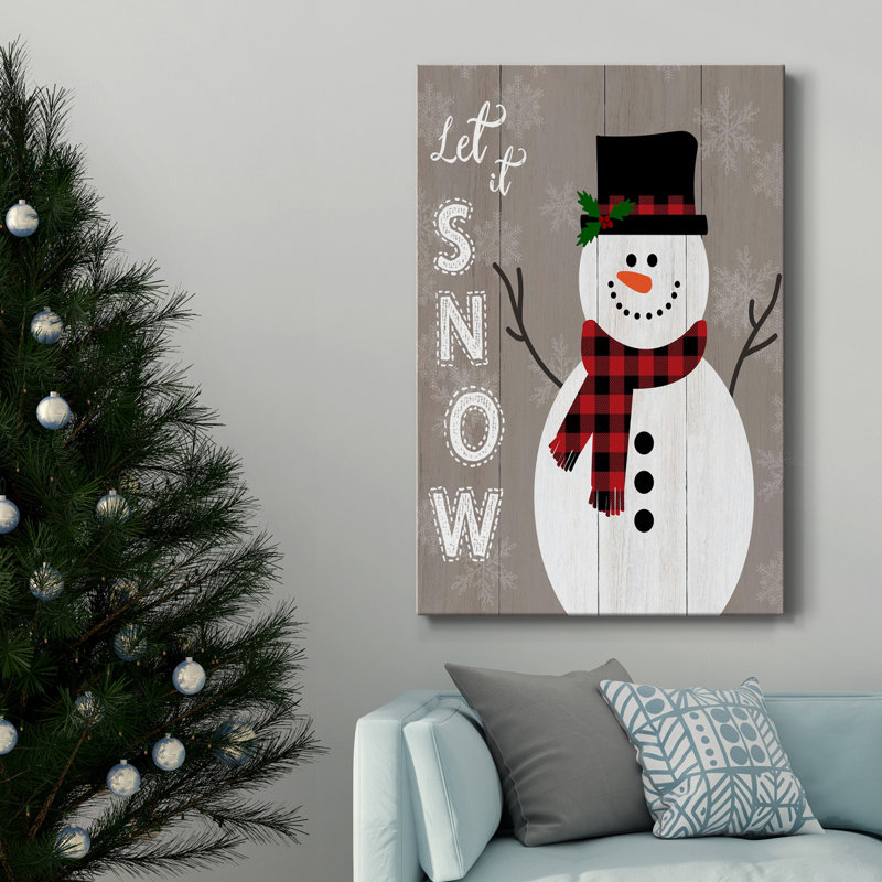 Let It Snow Snowman - reproduction d'art sur toile tendue, H 27 po x l 18 po x P 1 po