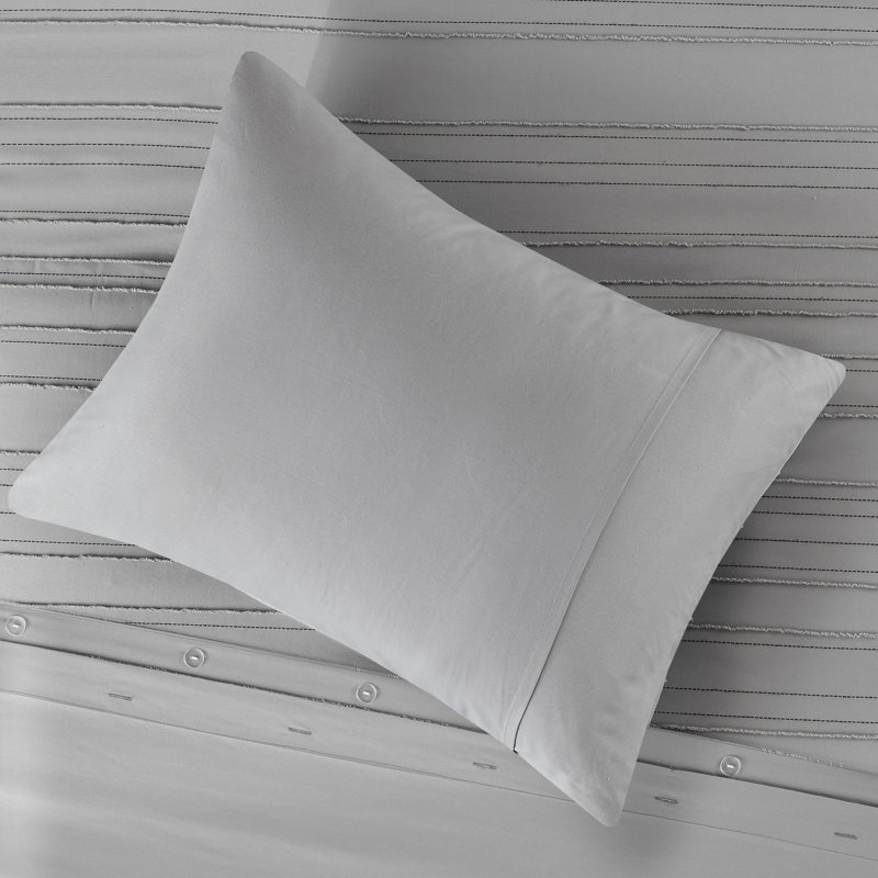 Gray Twin/Twin XL Clip Jacquard Duvet Cover Set with Decorative Pillow