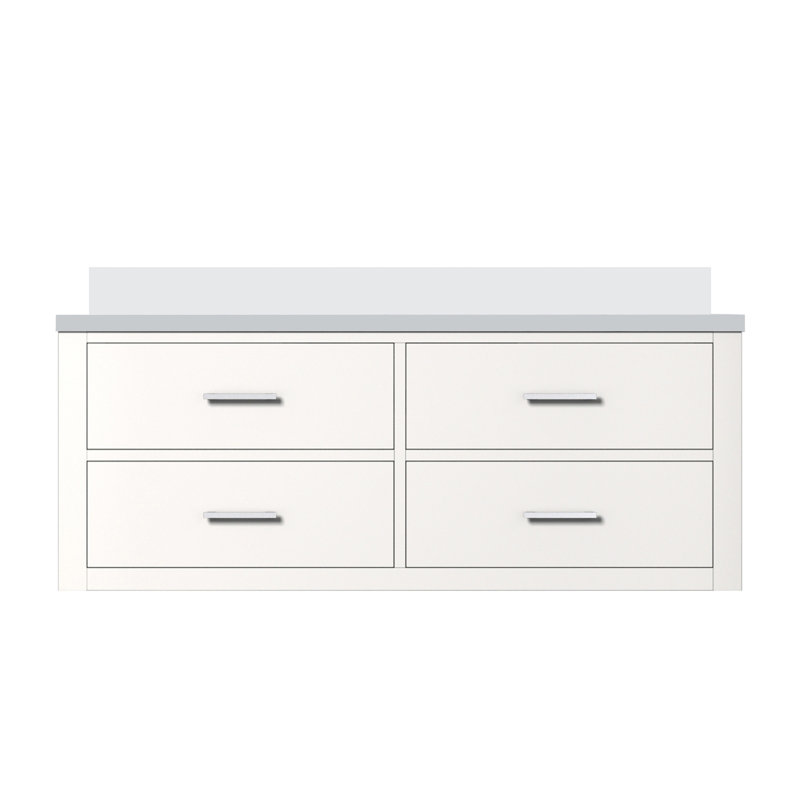 Meuble-lavabo simple blanc 48 po X P 22 po D, avec plateau en quartz blanc, Blanc