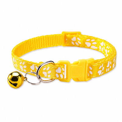 Collier pour chat Breakaway avec support AirTag et cloche - collier pour animal de compagnie réglable en PP de 0,4 po de largeur avec empreinte de patte, boucle de sécurité et anneau en D, pour chats et petits chiens (7,5 à 12,6 po, 10 couleurs)